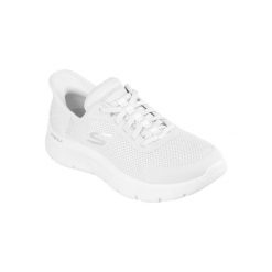 Buty SKECHERS GO WALK FLEX GRAND ENTRY Biały. Białe buty sportowe na co dzień damskie Skechers, bez wzorów, z materiału. Za 332.99 zł.
