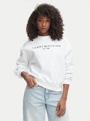 Tommy Hilfiger Bluza WW0WW47831 Biały Regular Fit. Białe bluzy bez kaptura damskie Tommy Hilfiger, l, z bawełny. Za 409.99 zł.