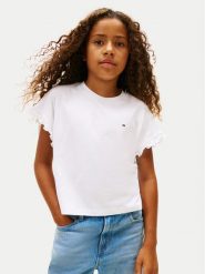 Tommy Hilfiger T-Shirt KG0KG08970 S Biały Regular Fit. Białe koszulki dziewczęce Tommy Hilfiger, s, bez wzorów, z bawełny, bez ramiączek. Za 109.99 zł.