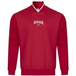 Bluza sportowa męska Reebok Cl Var Ft Crew. Czerwone bluzy sportowe męskie Reebok, bez wzorów, z bawełny, sportowe, bez kołnierzyka, bez ramiączek. Za 178.00 zł.