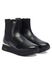 Liu Jo Botki Maxi Wonder 95 BF5001 PX241 Czarny. Czarne botki damskie Liu Jo, ze skóry, bez obcasa, na płaskiej podeszwie, bez zapięcia. Za 899.99 zł.