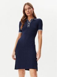 Guess Sukienka dzianinowa W5GK84 Z3L10 Granatowy Regular Fit. Niebieskie sukienki damskie Guess, l, z aplikacjami, z dzianiny, bez kołnierzyka, bez ramiączek. Za 389.99 zł.