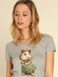 WOOOP Koszulka "Hamster Hula" w kolorze szarym rozmiar: M. Szare t-shirty damskie Wooop, m, bez wzorów, bez kołnierzyka. Za 61.46 zł.