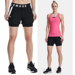 Spodenki fitness damskie UNDER ARMOUR Play Up 2-in-1. Brązowe spodenki sportowe damskie Under Armour, bez wzorów. Za 125.99 zł.