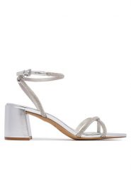Aldo Sandały Boucliette 14344619 Srebrny. Szare sandały damskie Aldo, bez wzorów, ze skóry, bez obcasa, na słupku. Za 319.99 zł.