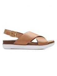 Clarks Skórzane sandały w kolorze jasnobrązowym rozmiar: 37. Brązowe sandały damskie Clarks, bez wzorów, bez obcasa, na platformie. Za 222.70 zł.