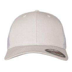 Siatkowa Czapka Z Daszkiem. Szare czapki męskie FLEXFIT, bez wzorów, sportowe. Za 68.99 zł.