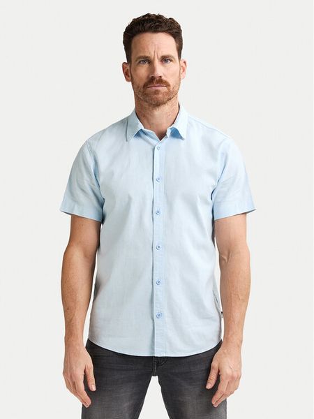 Petrol Industries Koszula M-1050-SIS414 Błękitny Regular Fit. Niebieskie koszule męskie Petrol Industries, l, bez wzorów, ze lnu, bez kołnierzyka, bez ramiączek. Za 209.99 zł.