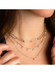 L'atelier précieux Srebrny naszyjnik z cyrkoniami - dł. 45 cm rozmiar: onesize. Szare naszyjniki damskie L'Atélier Précieux, srebrne. Za 226.10 zł.