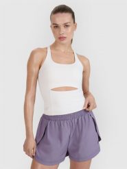 4F Top treningowy slim szybkoschnący damski 4F x Anna Lewandowska - biały M. Białe topy damskie 4f, m, bez wzorów, z dzianiny, bez ramiączek. Za 99.99 zł.