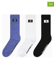 Converse Skarpety (3 pary) "Stacked Patch" w kolorze niebiesko-biało-czarnym rozmiar: 39-46. Białe skarpetki męskie Converse, bez wzorów. Za 55.95 zł.