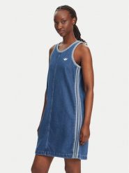 Adidas Sukienka jeansowa adicolor Denim 3-Stripes JD2580 Niebieski Slim Fit. Niebieskie sukienki damskie Adidas, s, bez wzorów, z bawełny, bez kołnierzyka, bez ramiączek. Za 259.99 zł.