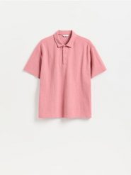 Koszulka polo boxy - brudny róż. Czerwone koszulki polo męskie Reserved, l, bez wzorów, z bawełny, bez ramiączek. Za 119.99 zł.