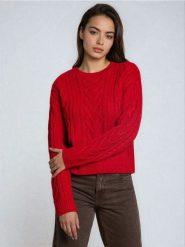 Strukturalny sweter - czerwony. Czerwone swetry klasyczne damskie Sinsay, l, bez kołnierzyka. Za 49.99 zł.