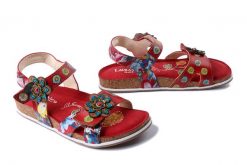 LAURA VITA 0006700 BRCYANO12 rouge, sandały damskie. Czerwone sandały damskie Laura Vita, bez wzorów, ze skóry, bez obcasa. Za 394.90 zł.
