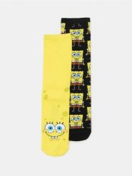 Prążkowane skarpetki 2 pack SpongeBob - wielobarwny. Skarpetki męskie Sinsay, bez wzorów, prążkowane. Za 15.99 zł.