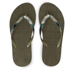 Japonki Barbour. Zielone klapki damskie Barbour, bez wzorów, bez obcasa. Za 179.99 zł.