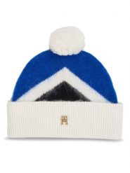 Tommy Hilfiger Czapka Th Evening Pompom Beanie Argyle AW0AW15305 Niebieski. Niebieskie czapki zimowe damskie Tommy Hilfiger, z syntetyku. Za 469.99 zł.
