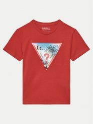 Guess T-Shirt L5GI26 K8HM4 Czerwony Regular Fit. Czerwone t-shirty chłopięce Guess, z aplikacjami, z bawełny, bez ramiączek. Za 59.99 zł.