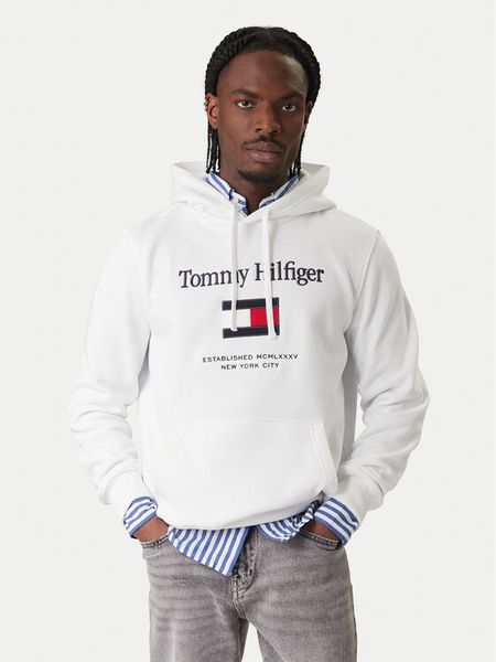 Tommy Hilfiger Bluza Embro Flag MW0MW42735 Biały Regular Fit. Białe bluzy bez kaptura męskie Tommy Hilfiger, l, z bawełny. Za 439.99 zł.