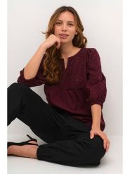 CULTURE Bluzka w kolorze bordowym rozmiar: XL. Czerwone bluzki damskie Culture, xl, bez wzorów, z bawełny, bez kołnierzyka, bez ramiączek. Za 105.63 zł.