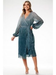 Awama Sukienka w kolorze niebieskim rozmiar: XL. Niebieskie sukienki damskie Awama, xl, bez wzorów, z tkaniny, bez kołnierzyka, bez ramiączek, midi. Za 330.20 zł.