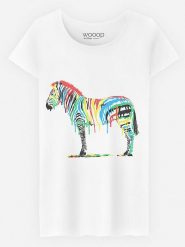 WOOOP Koszulka "Fresh Paint" w kolorze białym rozmiar: M. Białe bluzki damskie Wooop, m, bez wzorów, z bawełny, bez kołnierzyka, bez ramiączek. Za 56.99 zł.