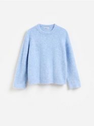 Sweter z wełną alpaki - jasnoniebieski. Niebieskie swetry klasyczne damskie Reserved, l, z dzianiny, bez kołnierzyka. Za 219.99 zł.