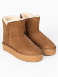 ISLAND BOOT Botki zimowe "Chloe" w kolorze jasnobrązowym rozmiar: 37. Brązowe botki damskie Island Boot, na zimę, bez obcasa, bez zapięcia. Za 158.10 zł.
