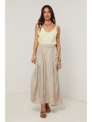 Le Monde du Lin Lniana spódnica w kolorze beżowym rozmiar: 34/36. Brązowe spódniczki damskie Le Monde du Lin, bez wzorów, ze lnu, maxi. Za 152.99 zł.