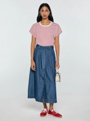 Spódnica damska midi jeansowa rozkloszowana granatowa Bria 544. Niebieskie spódniczki damskie Big Star, uniwersalny, bez wzorów, z denimu, casualowe, midi, proste. Za 229.99 zł.