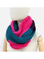 MILANO AMOUR Szal-koło w kolorze morsko-różowo-bordowym - 128 x 25 cm rozmiar: onesize. Niebieskie szaliki i kominy damskie MILANO AMOUR, bez wzorów, z materiału. Za 160.96 zł.