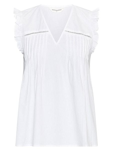 MOSS COPENHAGEN Top "Dotten" w kolorze białym rozmiar: M. Białe topy damskie MOSS COPENHAGEN, m, bez wzorów, z bawełny, bez kołnierzyka. Za 124.95 zł.