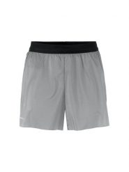 Craft Reflective Shorts M — odblaskowe spodenki do biegania – Silver. Szare szorty męskie Craft, z tkaniny, bez kołnierzyka. Za 280.00 zł.