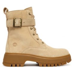 Trzewiki Timberland. Brązowe botki damskie Timberland, bez obcasa, na płaskiej podeszwie, bez zapięcia. Za 659.99 zł.
