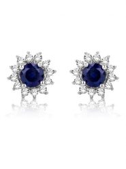 Revoni Złote kolczyki-wkrętki z diamentami i szafirami rozmiar: onesize. Niebieskie kolczyki damskie Revoni, z diamentem, złote. Za 1,187.99 zł.