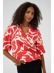 Kaffe Bluzka w kolorze koralowo-kremowym rozmiar: 40. Czerwone bluzki damskie Kaffe, s, bez wzorów, z wiskozy, klasyczne, bez kołnierzyka, bez ramiączek. Za 126.45 zł.