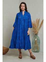 Curvy Lady Sukienka w kolorze niebieskim rozmiar: 40/42. Niebieskie sukienki damskie Curvy Lady, na co dzień, bez wzorów, z bawełny, klasyczne, bez kołnierzyka, bez ramiączek, maxi, proste. Za 179.64 zł.