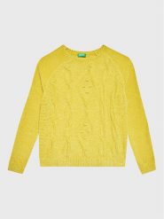 United Colors Of Benetton Sweter 1027C101P Żółty Regular Fit. Żółte swetry dziewczęce United Colors Of Benetton, bez wzorów, z syntetyku, bez kołnierzyka. Za 109.99 zł.