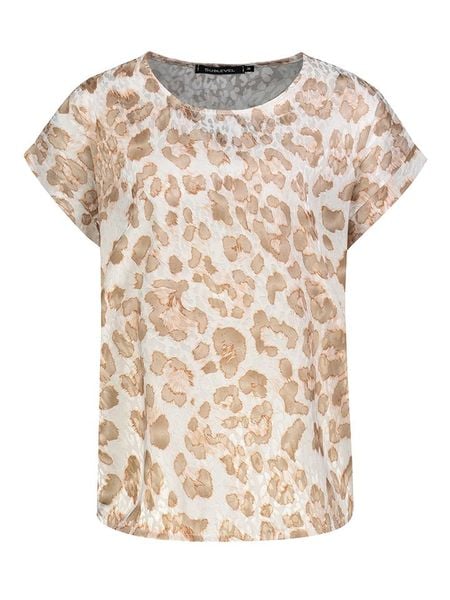 Sublevel Bluzka w kolorze biało-jasnobrązowym rozmiar: M. Białe bluzki damskie Sublevel, m, bez wzorów, bez kołnierzyka, bez ramiączek. Za 83.03 zł.