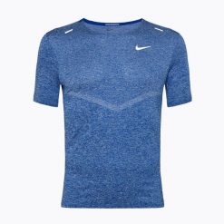 Koszulka do biegania męska Nike Dri-Fit Rise 365. Niebieskie t-shirty sportowe męskie Nike, m, bez ramiączek, do biegania, dri-fit (nike). Za 199.99 zł.
