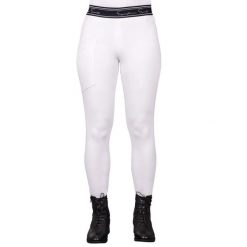Legginsy do jazdy konnej dla kobiet QHP Eden. Białe legginsy damskie QHP, s, bez wzorów, z elastanu. Za 292.00 zł.