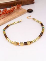 Charlize Pozłacany naszyjnik z kamieniami szlachetnymi - dł. 45 cm rozmiar: onesize. Brązowe naszyjniki damskie Charlize, pozłacane. Za 139.20 zł.