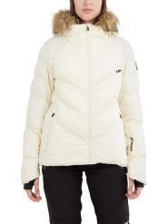 Damska kurtka narciarska Fundango Elyra Fur Padded. Białe kurtki damskie Fundango, na zimę, l, z aplikacjami, z materiału, bez kaptura. Za 499.00 zł.