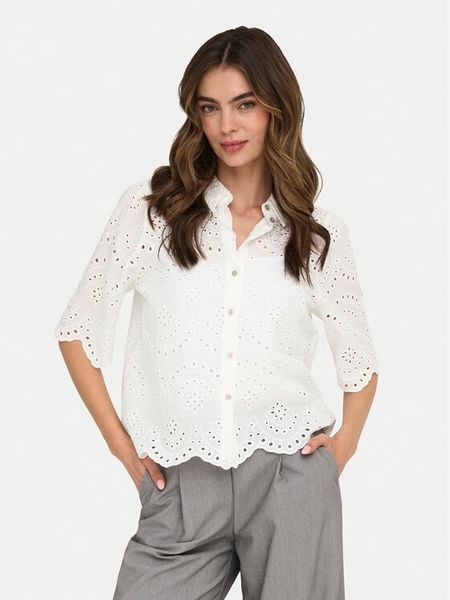 ONLY Koszula Valais 15351106 Kremowy Regular Fit. Białe koszule damskie Only, l, bez wzorów, z bawełny, bez kołnierzyka, bez ramiączek. Za 149.99 zł.