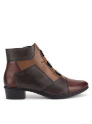 Rieker Trzewiki Y0764-35 Brązowy. Brązowe botki damskie Rieker, ze skóry, bez obcasa, na płaskiej podeszwie, bez zapięcia. Za 335.00 zł.