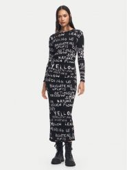 Desigual Sukienka codzienna 24WWVK45 Czarny Slim Fit. Czarne sukienki damskie Desigual, na co dzień, s, bez wzorów, z wiskozy, bez kołnierzyka, bez ramiączek, proste. Za 249.99 zł.