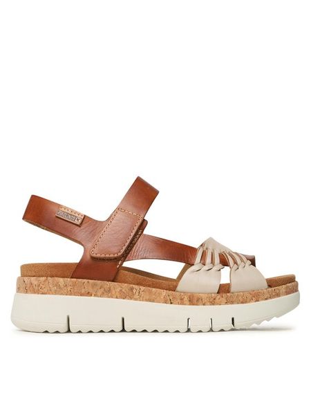 Pikolinos Sandały W4N-0968C1 Beżowy. Brązowe sandały damskie Pikolinos, bez wzorów, ze skóry, bez obcasa, na koturnie. Za 299.99 zł.