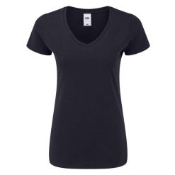 Koszulka Damska Z Dekoltem W Kształcie Litery V. Niebieskie bluzki damskie Fruit of the Loom, xs, bez wzorów, sportowe, bez kołnierzyka, bez ramiączek. Za 34.99 zł.