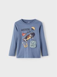 NAME IT Bluzka 13205201 Granatowy Regular Fit. Niebieskie t-shirty chłopięce Name it, bez wzorów, z bawełny, bez ramiączek. Za 84.99 zł.